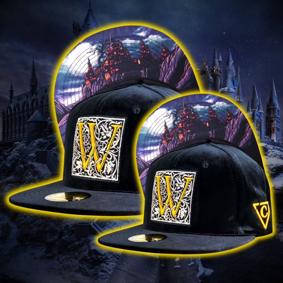 Black Velvet Snapback Hat Wizard School From Capiche Caps