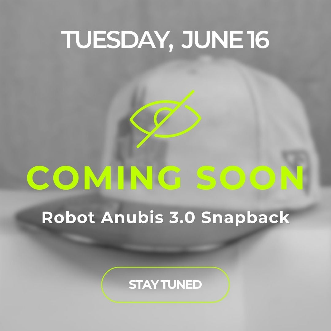 Cappellino Snapback Robot Anubis - Pelle scamosciata verde menta/arancione metallizzato crackling