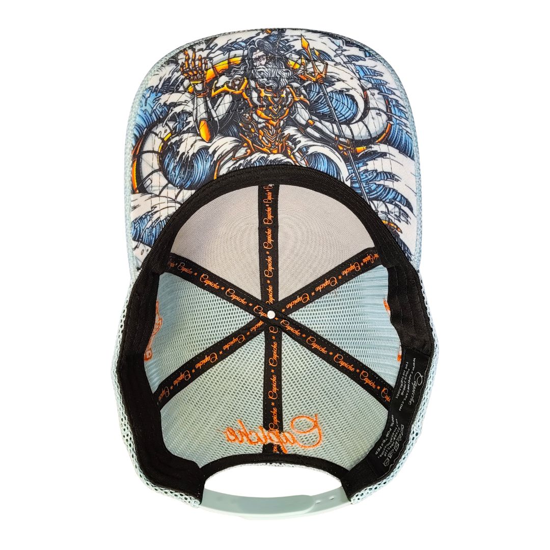 Casquette Trucker Robot Poseidon - Coton épais bleu clair