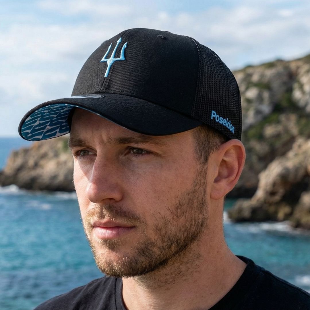 Clean Greek Poseidon Trucker Cap - Black