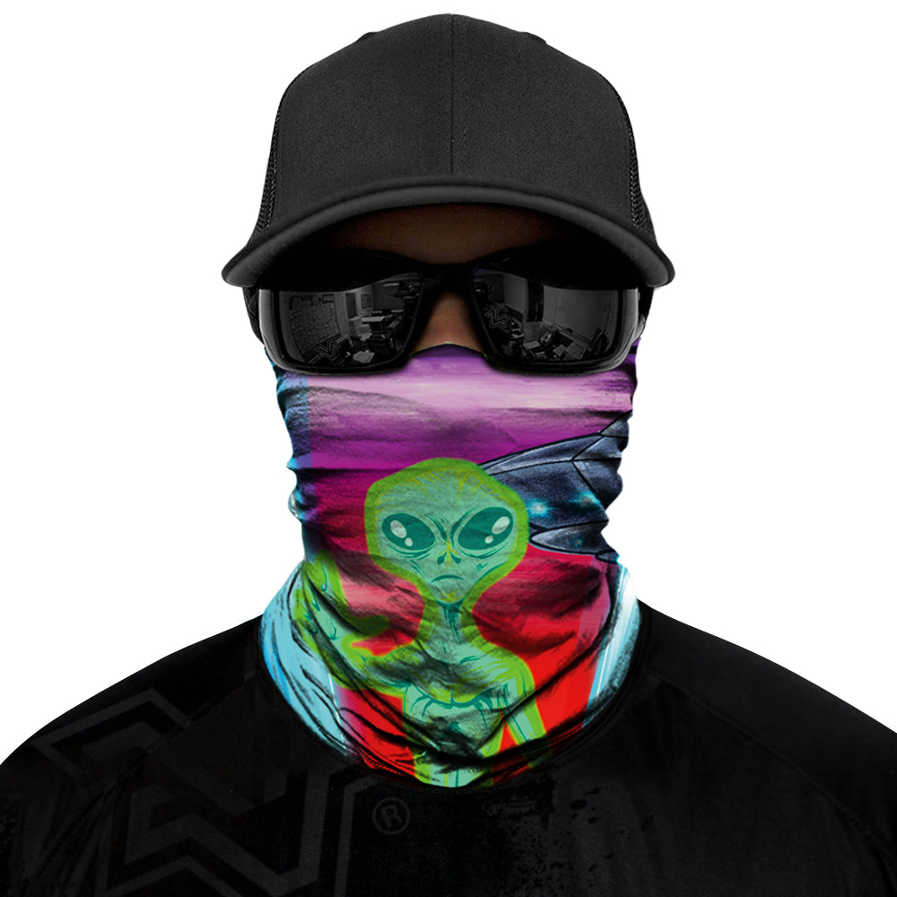 Alien Invasion Biker Mask - Purple/Green