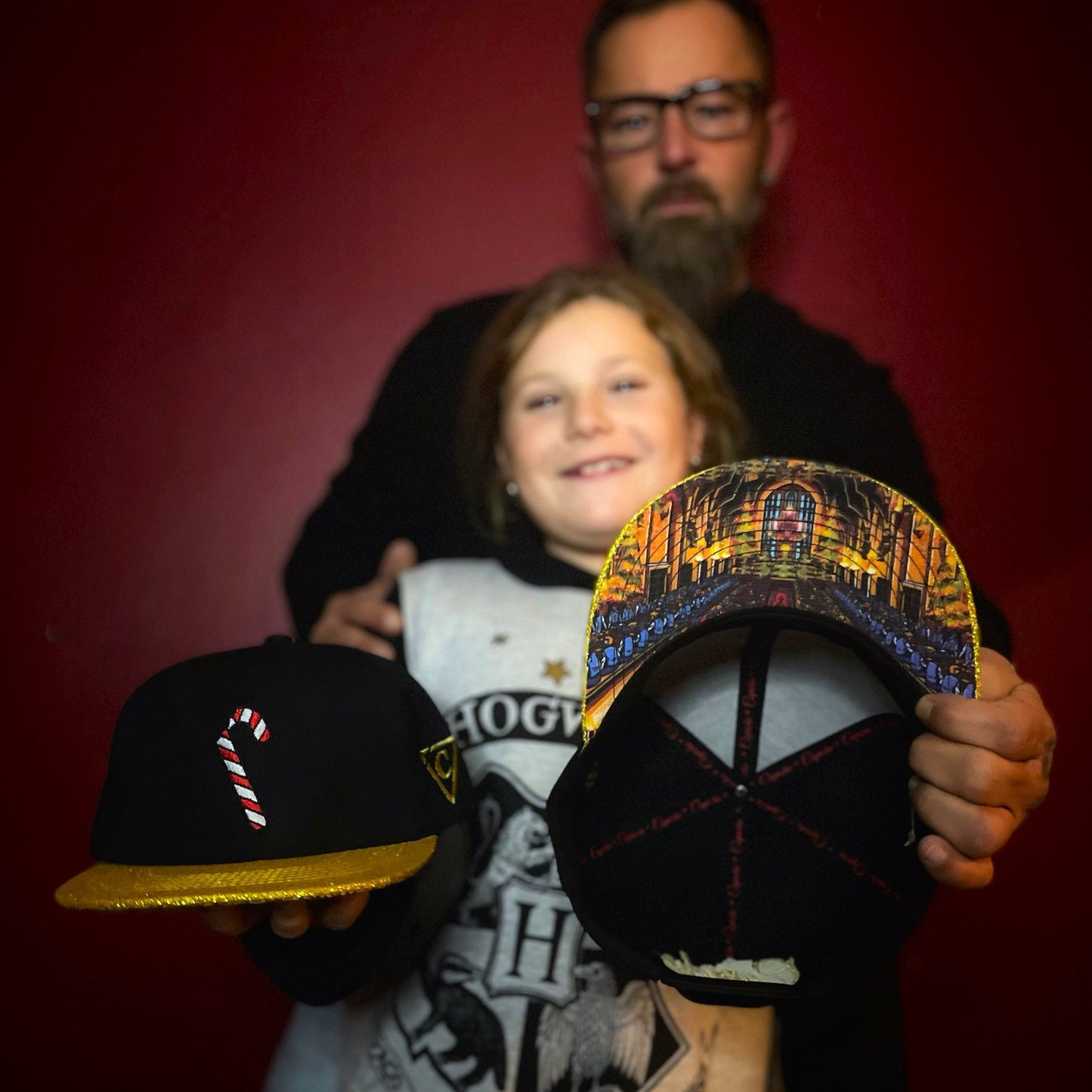 Black Snapback with Gold Glitter Brim from Harry Potter Inspired Collection from Capiche Caps