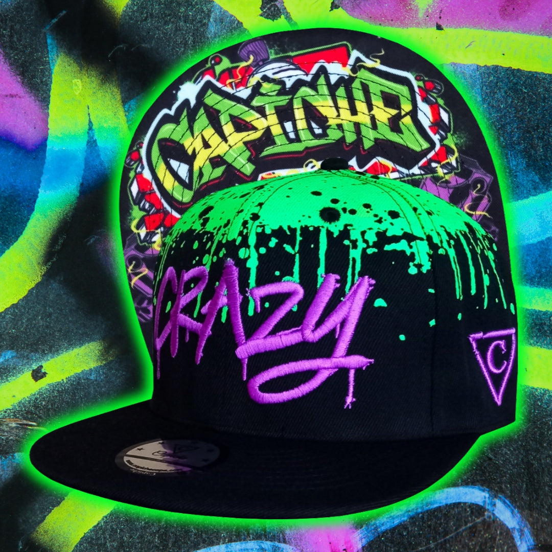 Freestyler Snapback – Schwarz/Grün Graffiti-Spray
