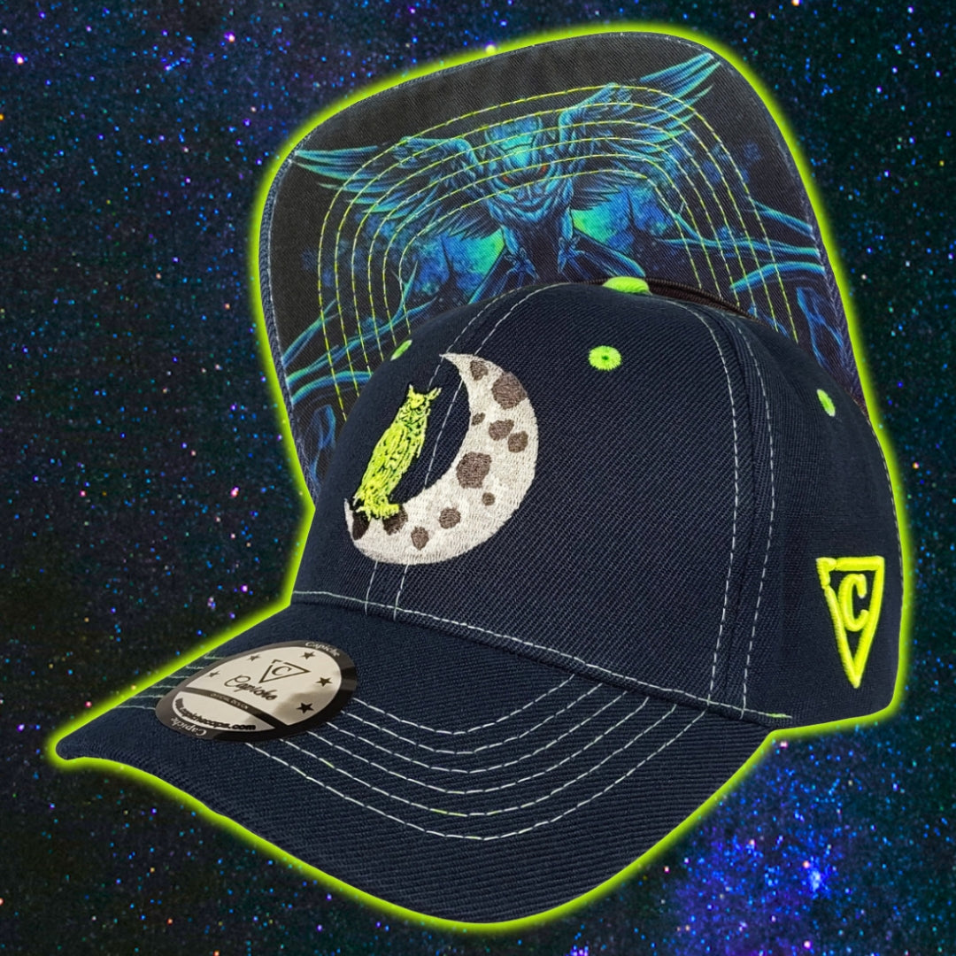 Casquette de baseball Night Owl - Bleu nuit/Coutures vert fluo