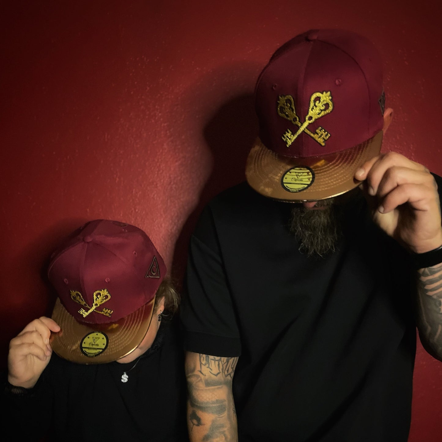 Red Brown Metallic Adult & Children Snapback Hat Hidden Room From Capiche Caps