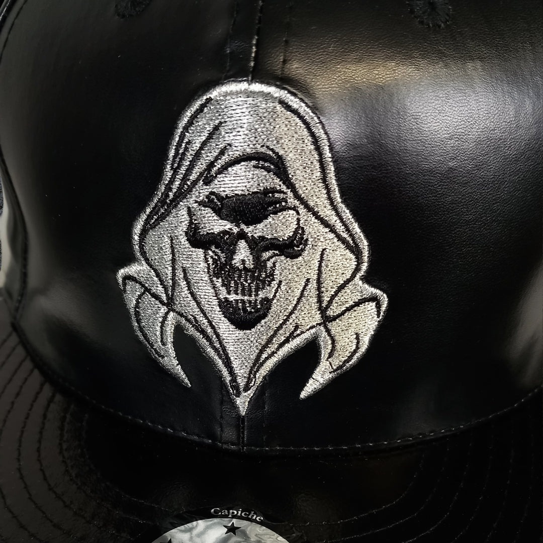 Robot Reaper Snapback - Black Artificial Leather