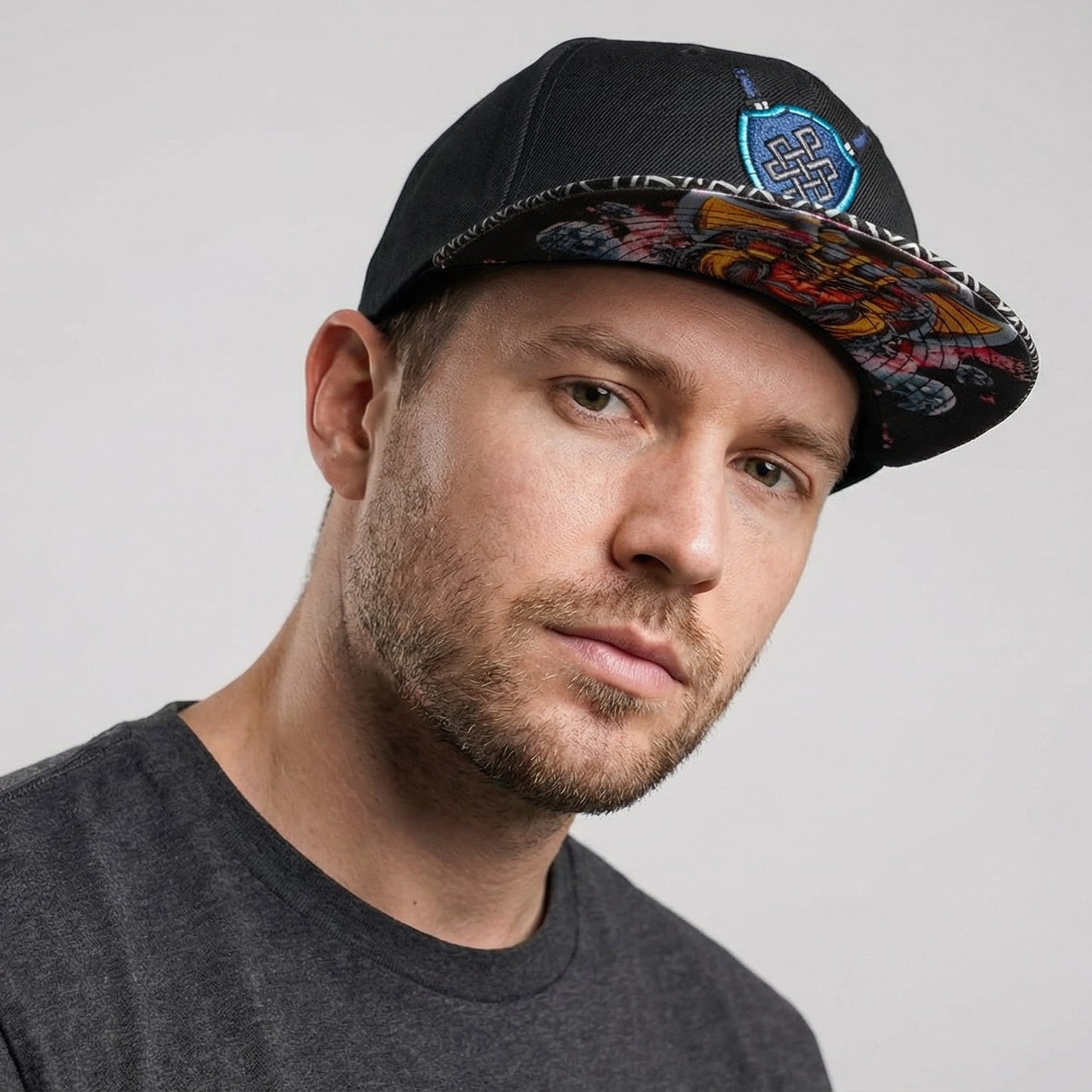 Czapka Viking's Spirit Snapback – czarna/szara z geometrycznym wzorem