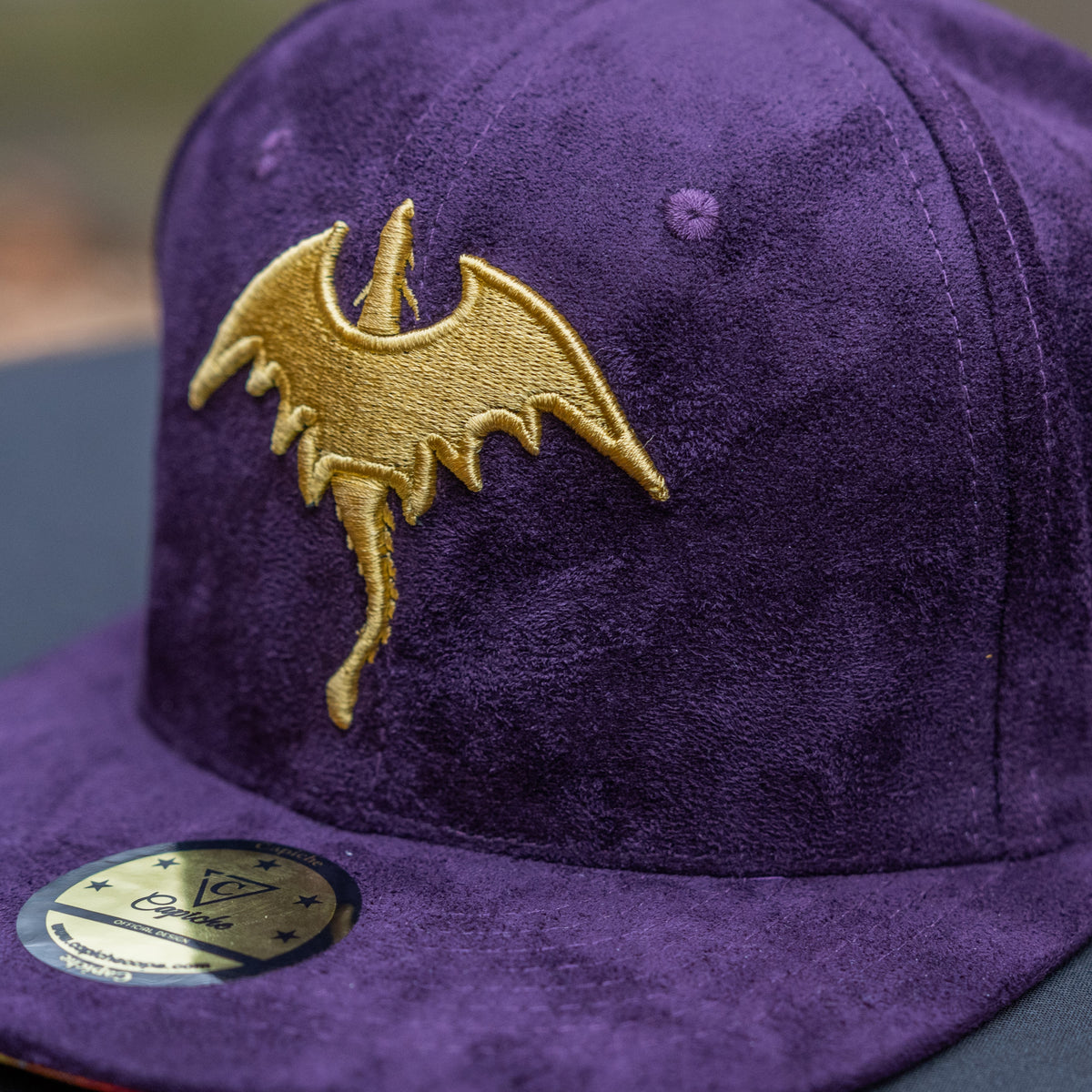Yellow Dragon Snapback - Purple Suede