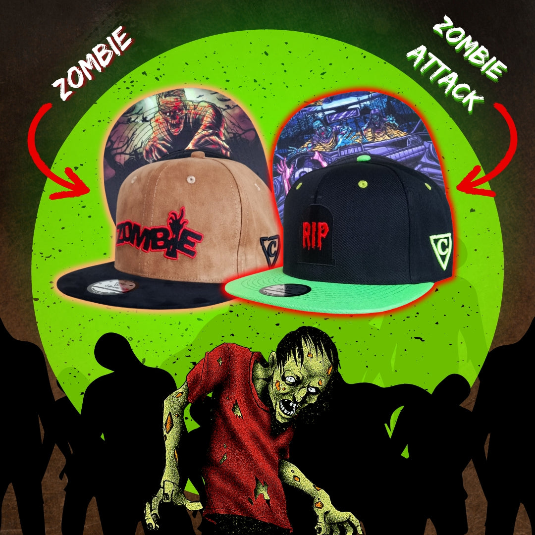 Black Neon Green Snapback Zombie Attack Hat from Capiche Caps