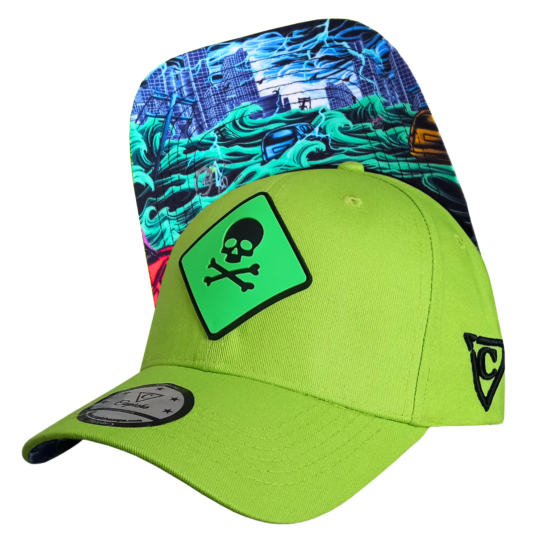 Toxic Tsunami Curved Cap - Neon Green | CAPICHE CAPS Toxic Tsunami Curved Cap - Neon Green | CAPICHE CAPS