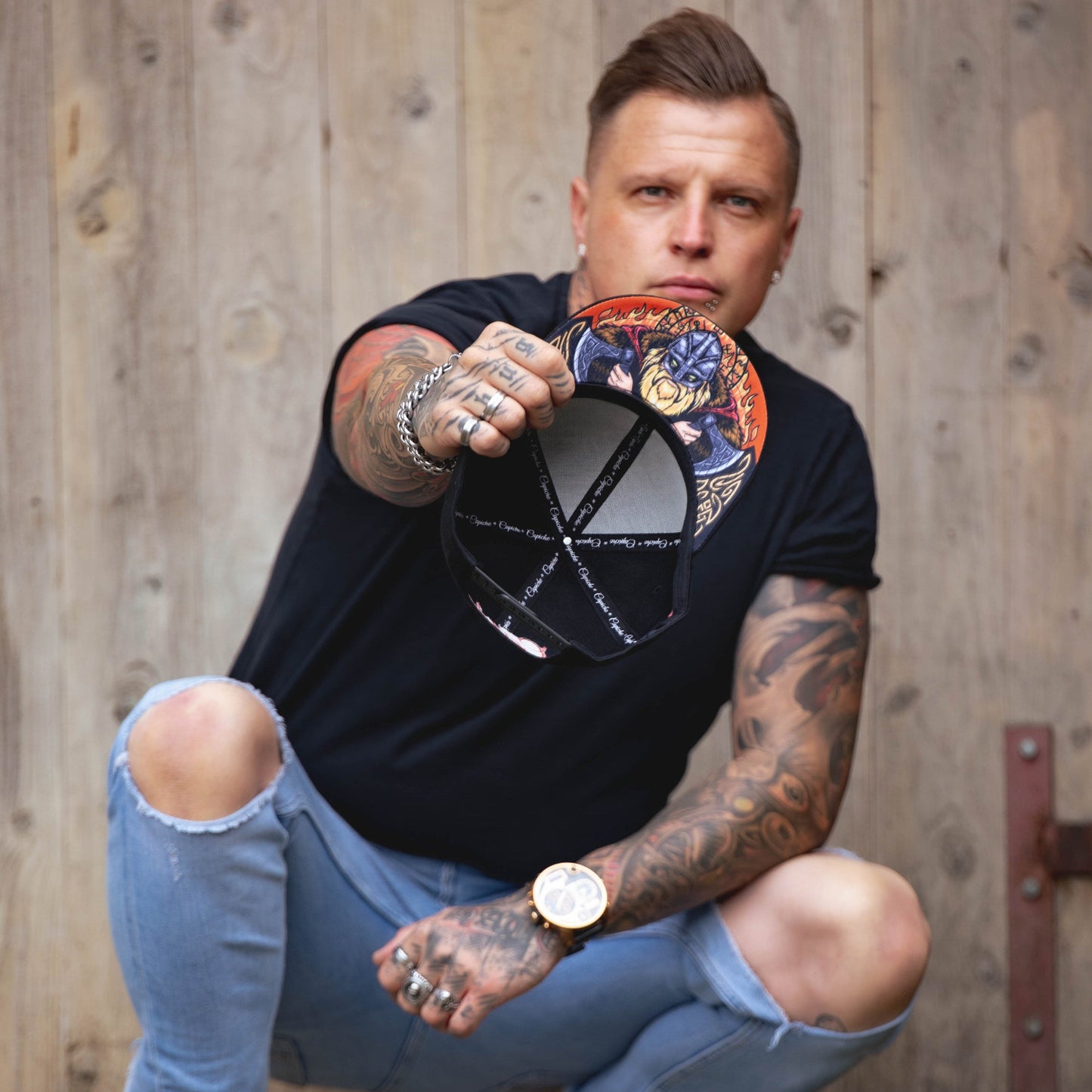 Viking Red/White Snapback - Black - Capiche Caps Black