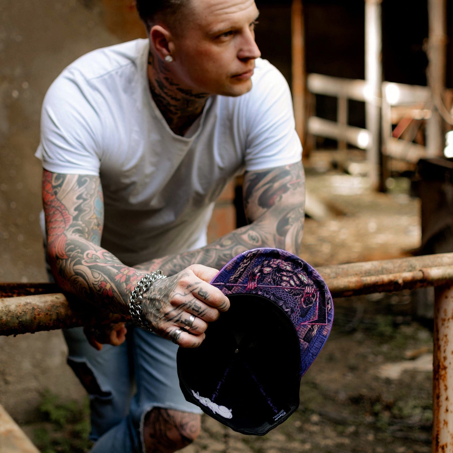 The Executioner Snapback - Black/Purple Holographic - Capiche Caps Purple