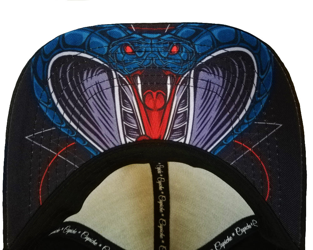 Angry Cobra Curved Baseball Cap - Black - Capiche Caps Curved Cap