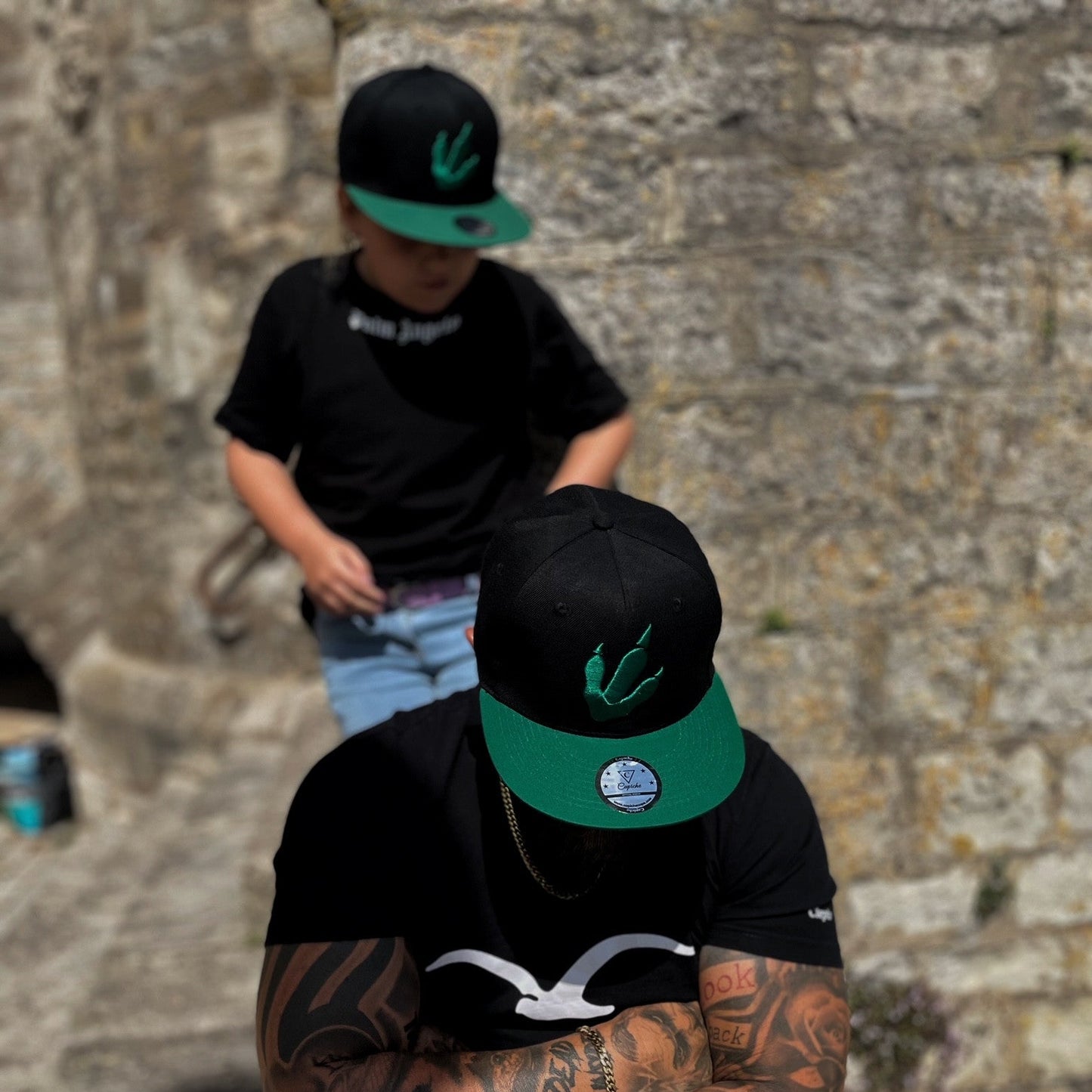 T-rex Snapback Child Size - Black/Green - Capiche Caps Black