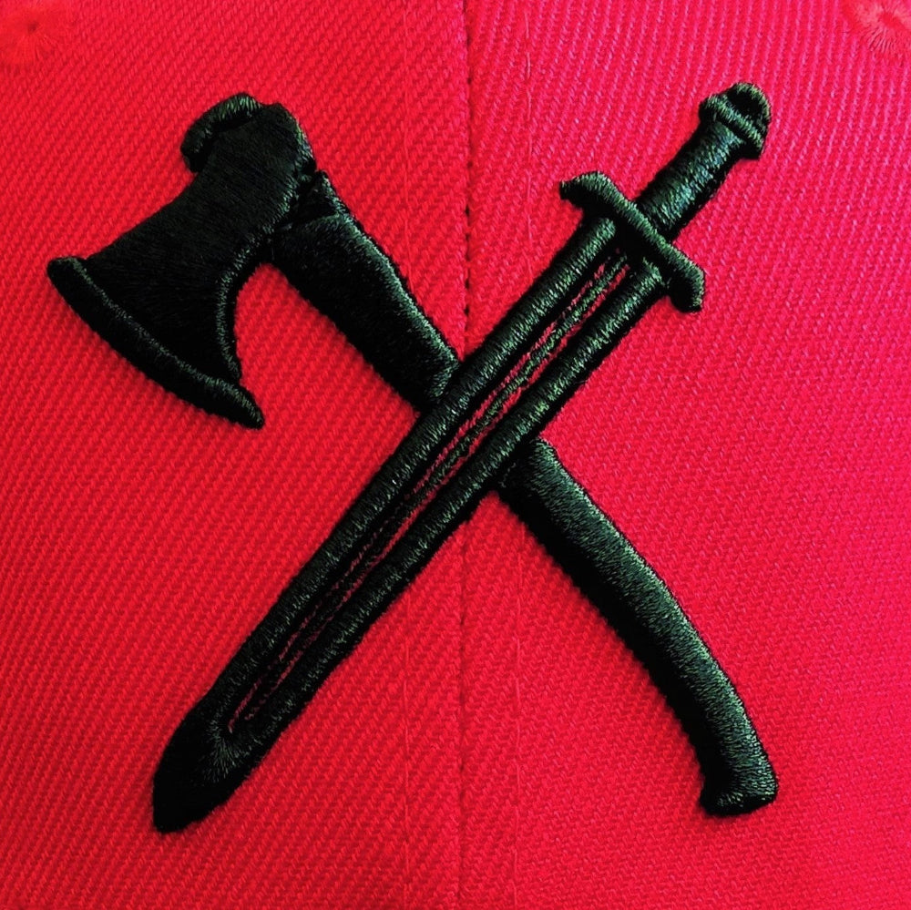 Winged Hussar Snapback - Red/Black - Capiche Caps Black