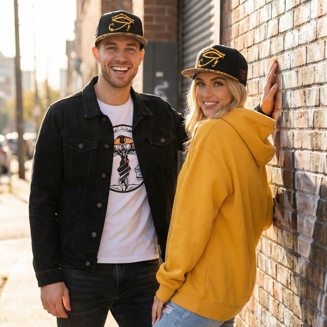 Robot Horus Snapback - Black/Yellow Egyptian Pattern