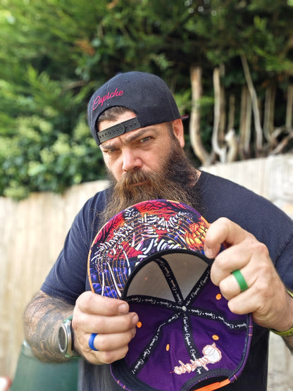LIMITED EDITION Halloween Mummy 2025 Snapback - Purple/Orange Wavy Checkered Pattern
