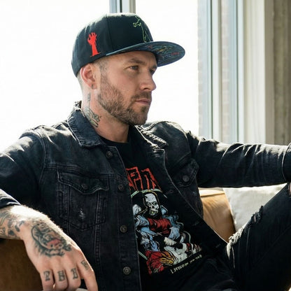 Zombie Apocalypse Snapback - Black/Dark Green Crackling Metallic