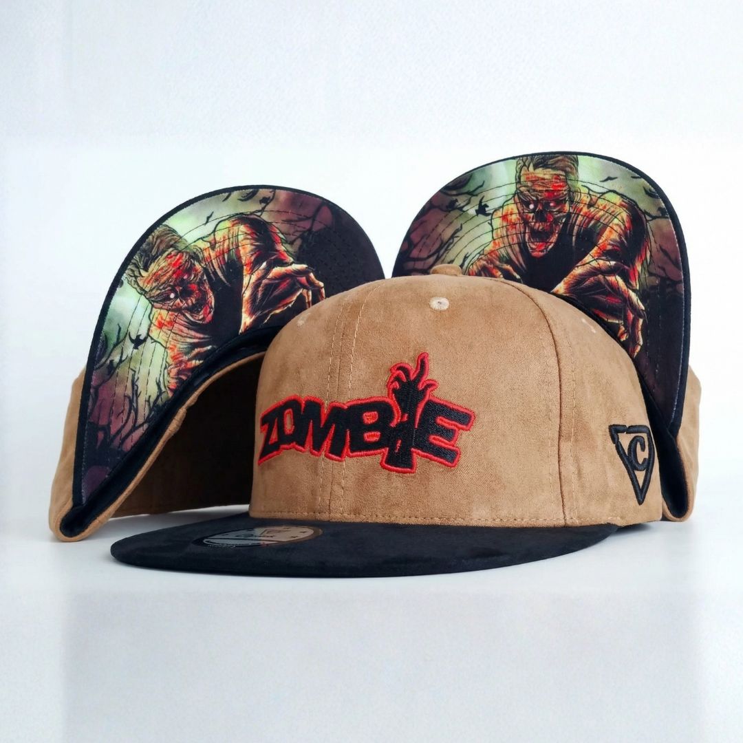 Cappellino Snapback Zombie - Camoscio marrone/Camoscio nero