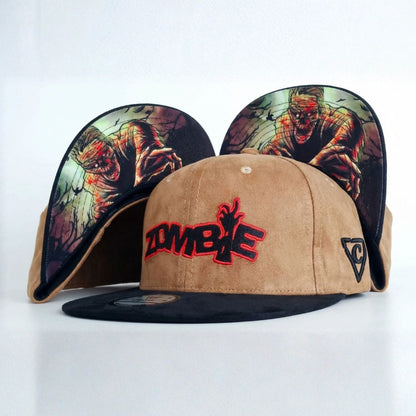 Cappellino Snapback Zombie - Camoscio marrone/Camoscio nero