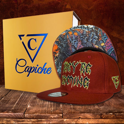 They're Coming Snapback - Rust Red Felt Fabric