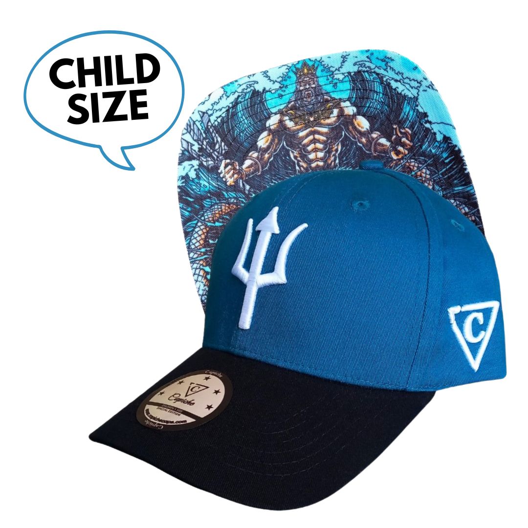 Poseidon Curved Cap Kindermaat - Zwart/Blauw