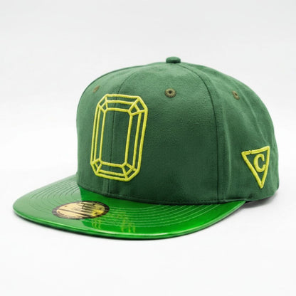 Gorra Snapback de ante esmeralda - Visera holográfica verde
