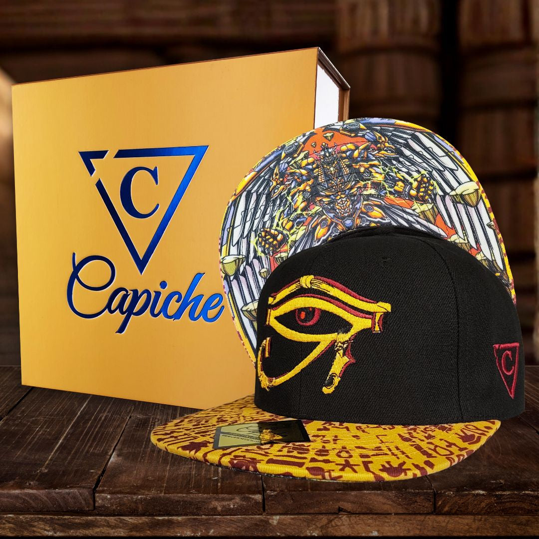 Robot Horus Snapback - Black/Yellow Egyptian Pattern