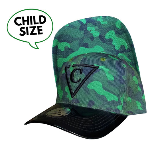 Gorra curva de camuflaje verde para niños - Verde / Negro metalizado