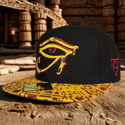 Robot Horus Snapback - Black/Yellow Egyptian Pattern