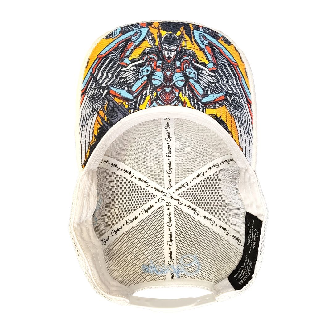 Robot Angel Trucker Cap - White Suede