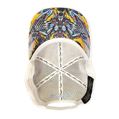 Robot Angel Trucker Cap - White Suede