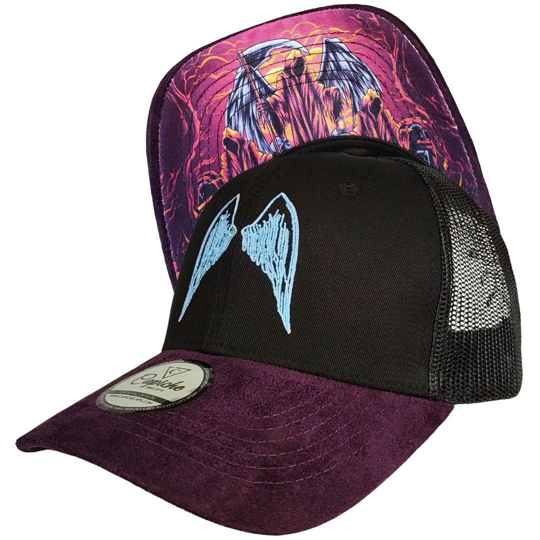 Angels of Death Trucker Cap - Black/Purple Suede