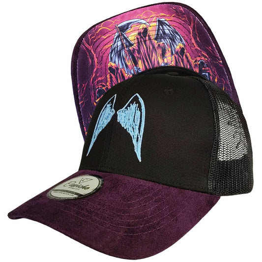 Angels of Death Trucker Cap - Black/Purple Suede