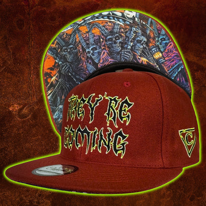 They're Coming Snapback - Rust Red Felt Fabric
