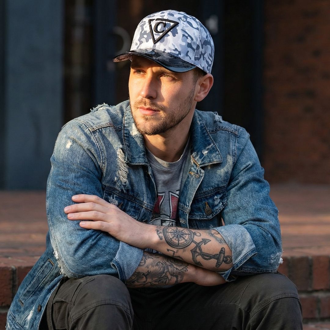 Grey Camo Curved Baseball Cap - Grey