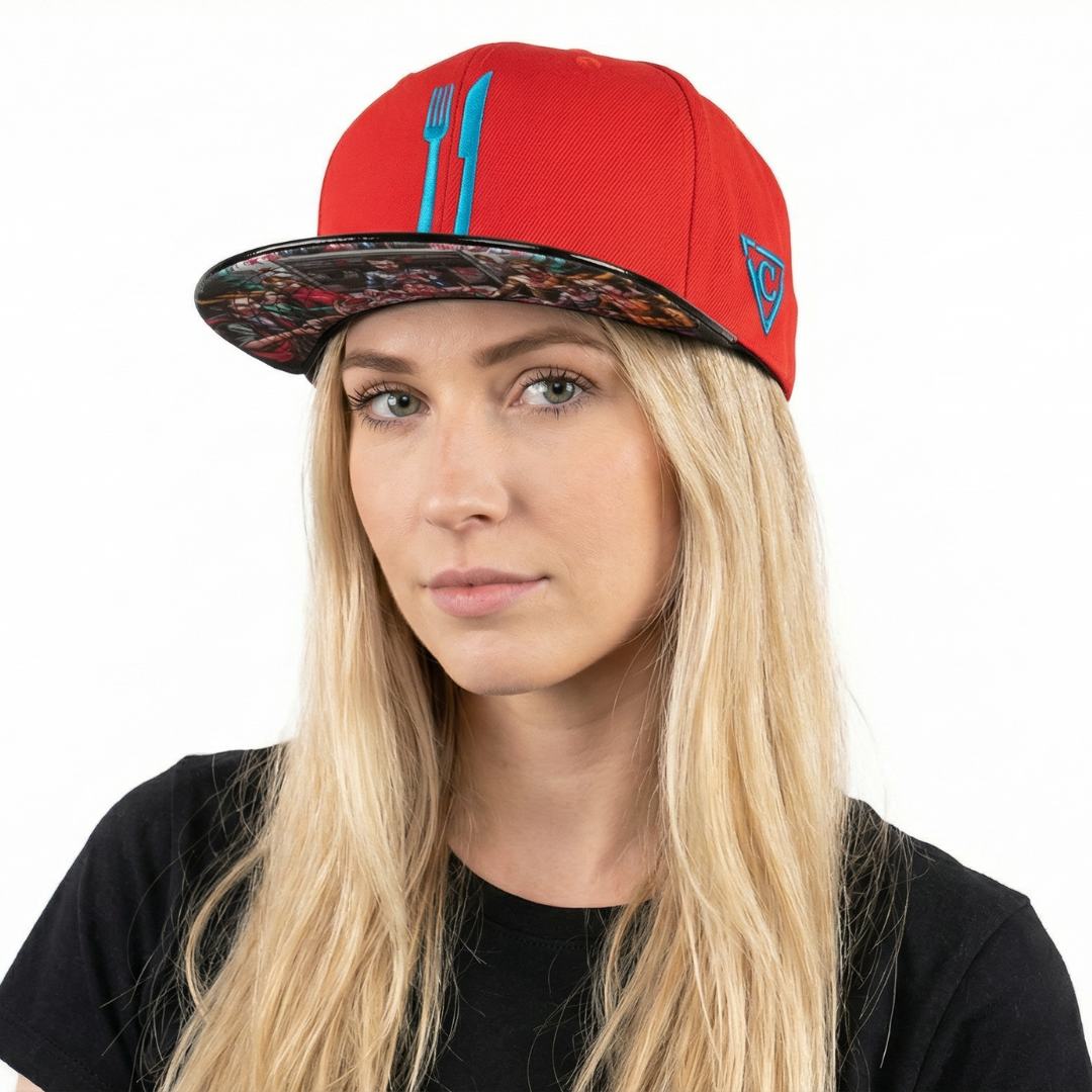 Casquette Snapback Dinner Time - Rouge/Noir métallisé
