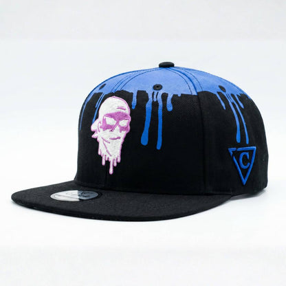 Czapka snapback z nadrukiem – czarna/niebieska z motywem graffiti