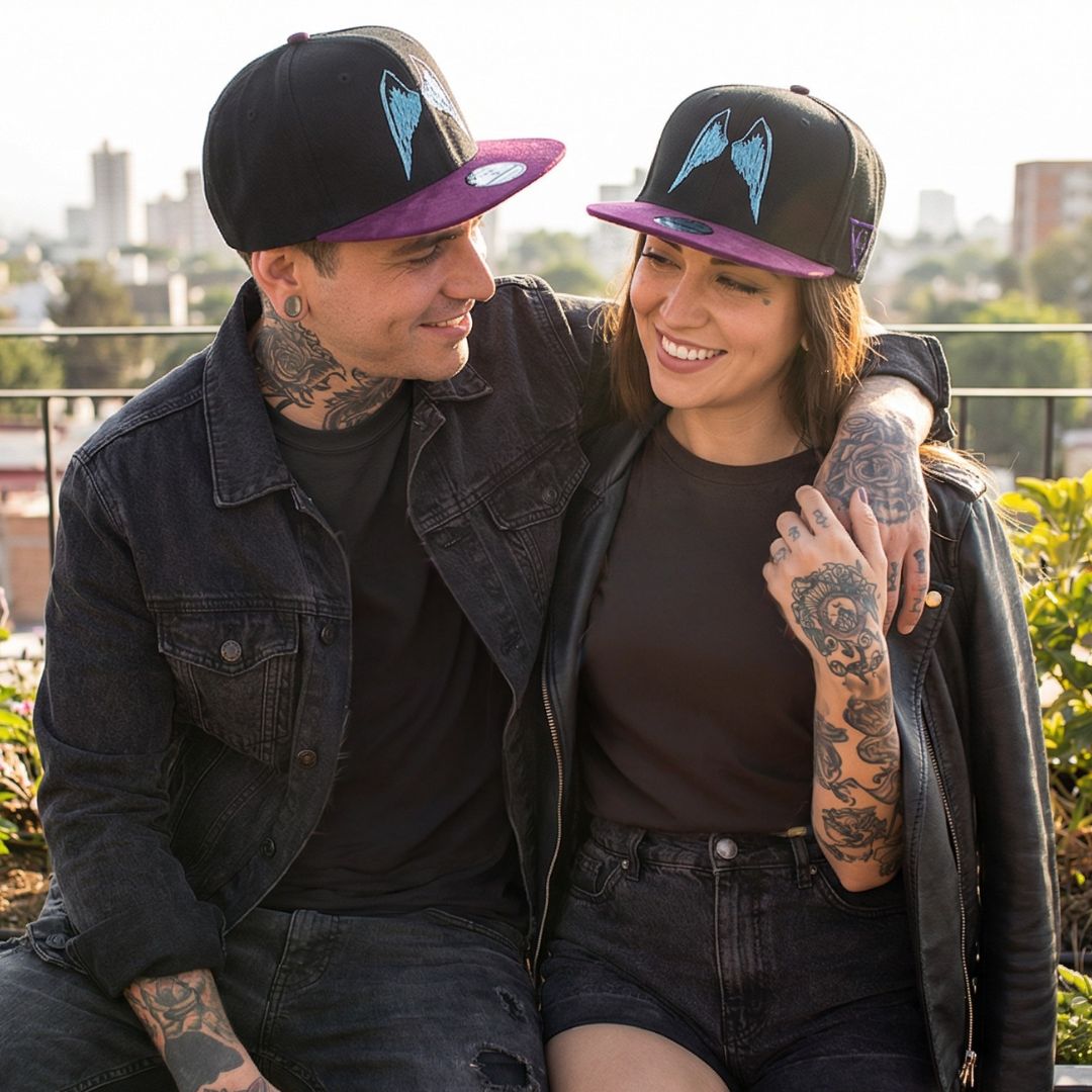 Angels of Death Snapback - Zwart/Paars Suède