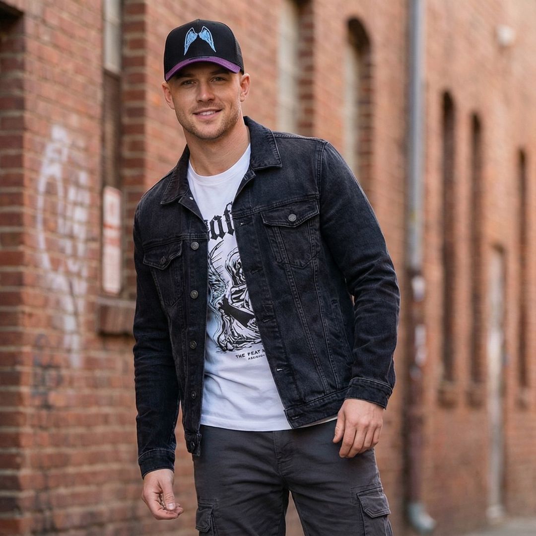 Angels of Death Trucker Cap - Black/Purple Suede