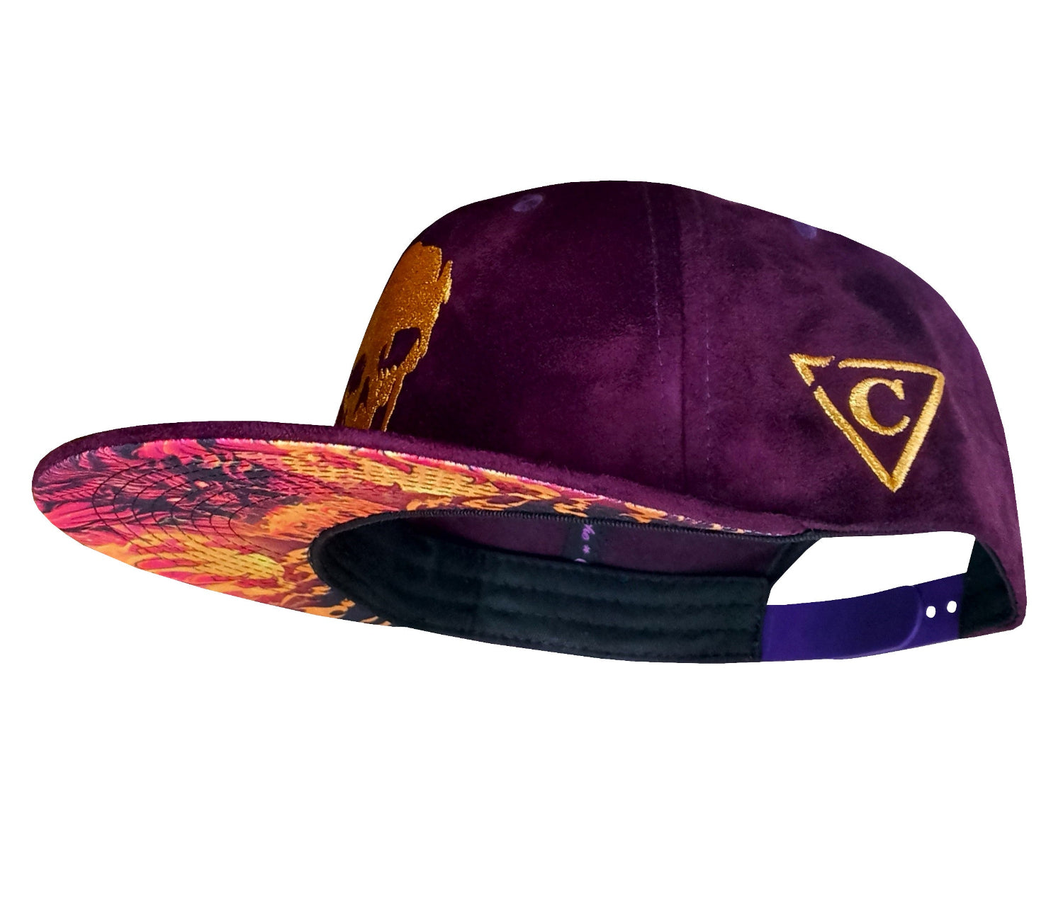 Demon Snapback - Purple Suede & Golden Thread | CAPICHE CAPS