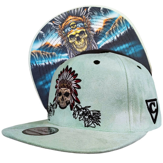 Ancestor Spirits Snapback - Light Mint Green Suede