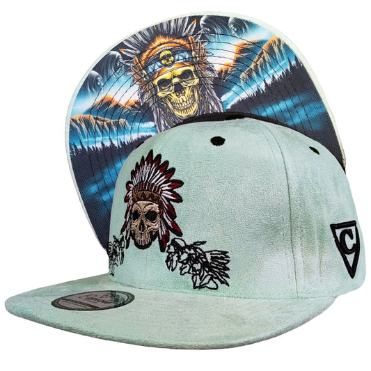Ancestor Spirits Snapback - Light Mint Green Suede