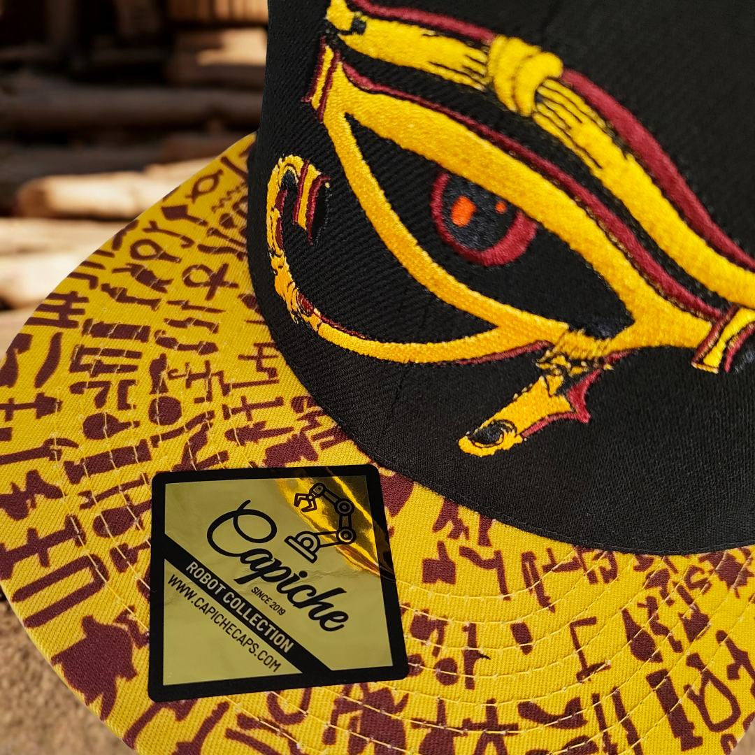 Robot Horus Snapback - Black/Yellow Egyptian Pattern