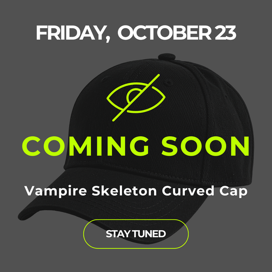 [Oct 23] Vampire Skeleton Curved Cap - White/Black Destroyed Look