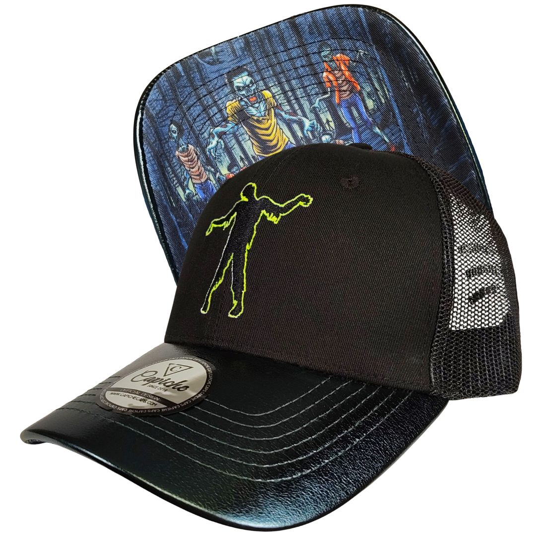 Casquette Trucker Zombie Apocalypse - Noir/Vert foncé métallisé craquelé

