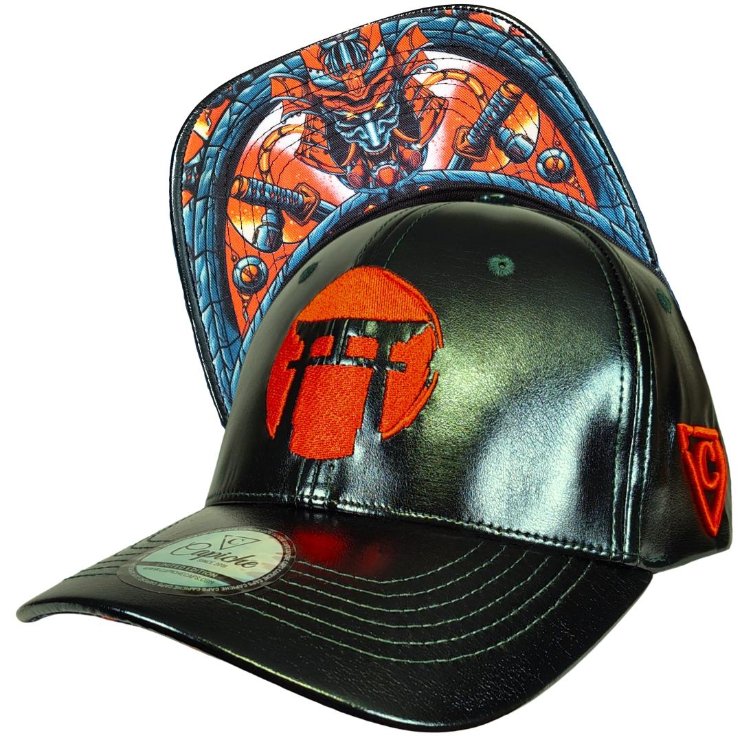 LIMITED EDITION Chrome Samurai Curved Cap - Deep Green Oil Crackling Metallic