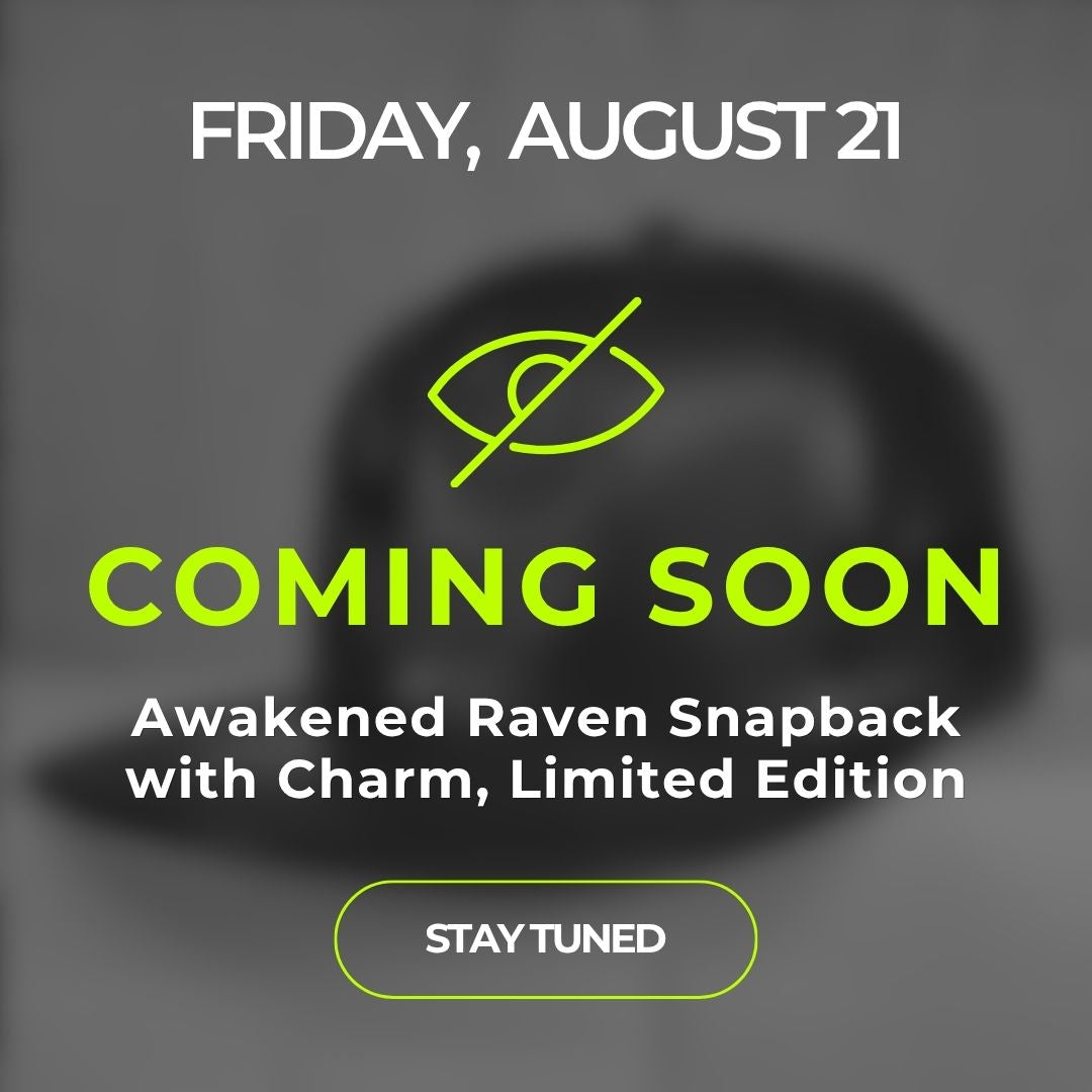 [August 21] LIMITED EDITION Awakened Raven Snapback - Black/Grey with Raven Skull Charm