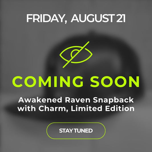 [August 21] LIMITED EDITION Awakened Raven Snapback - Black/Grey with Raven Skull Charm