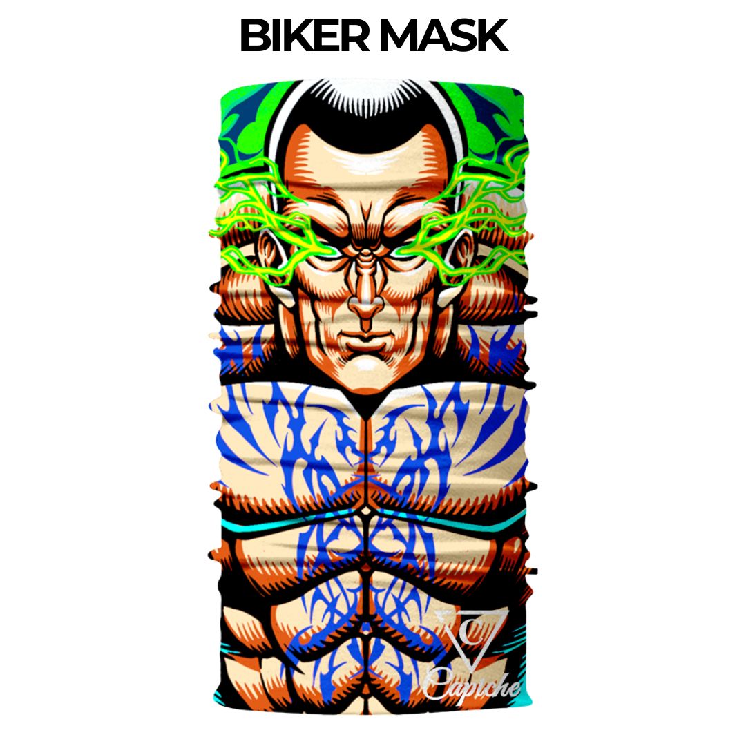 Tattooed Biker Mask - Beige/Green